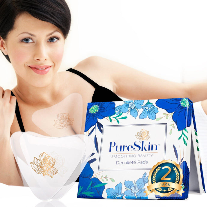 PureSkin- Chest Wrinkle Pads-Décolleté Anti Wrinkle Chest Pads -2 PACK-Long Lasting, Overnight Result | 100% Medical Grade Silicone Reusable | Chest Wrinkle Patches - PureSkin